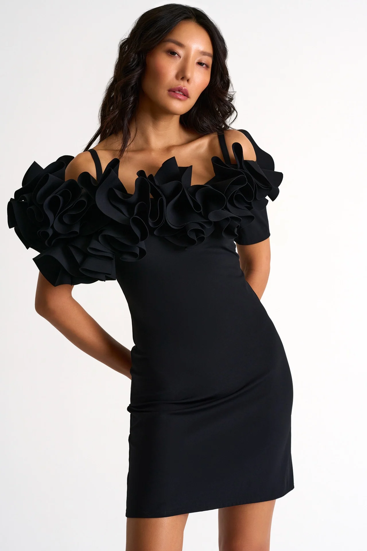 Robe à Épaules Dénudées avec Fleurs Barbara Shan 52486-68 Robe à Épaules Dénudées avec Fleurs Barbara Shan 52486-68