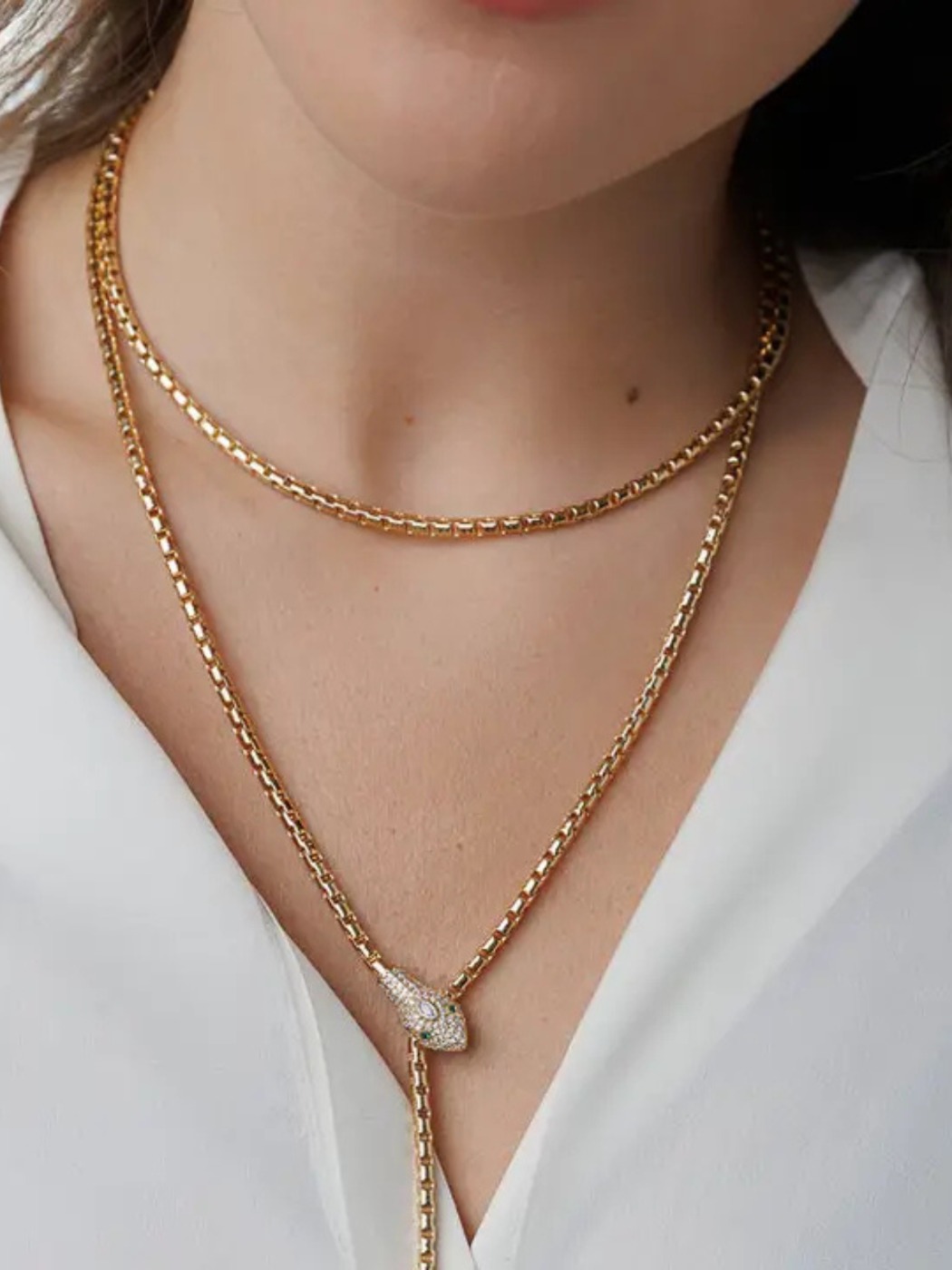 Collier long serpent lariat Collier long serpent lariat