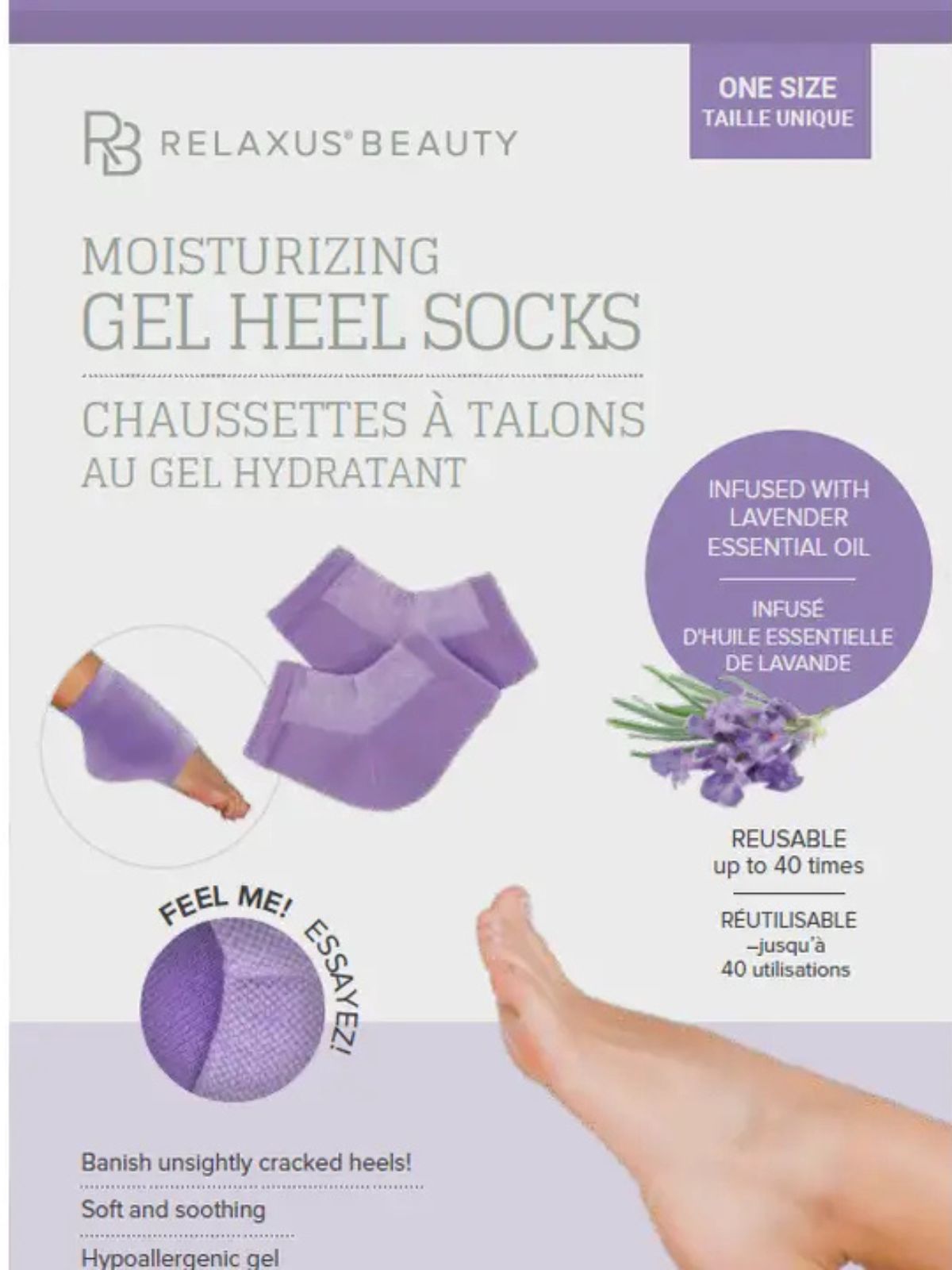 Chaussettes hydratantes en gel pour talons Relaxus Beauty Chaussettes hydratantes en gel pour talons Relaxus Beauty