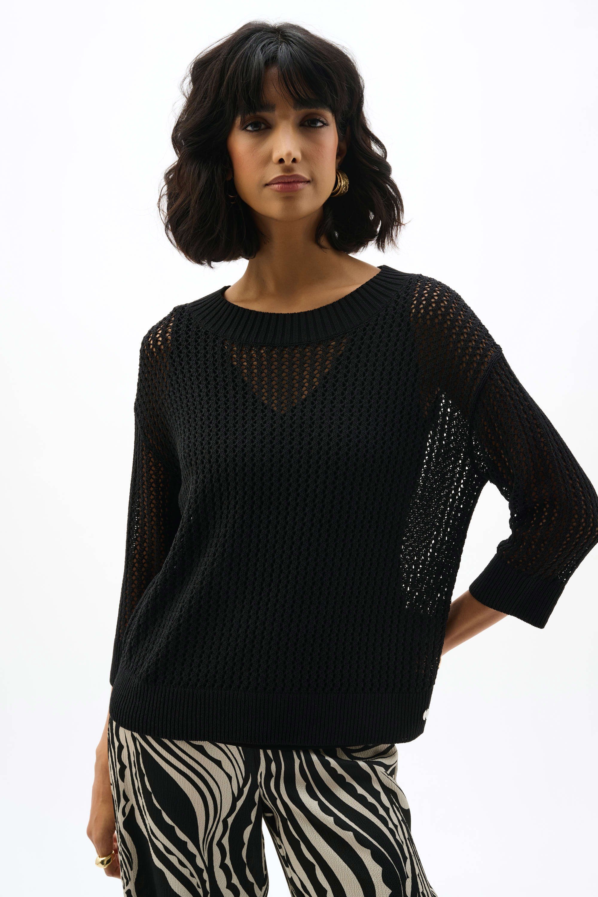 Tricot en maille ouverte à mélange d