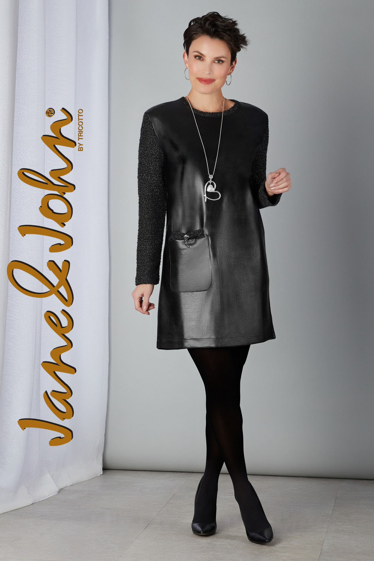 Robe bi-matière à col rond Jane & John J-488 