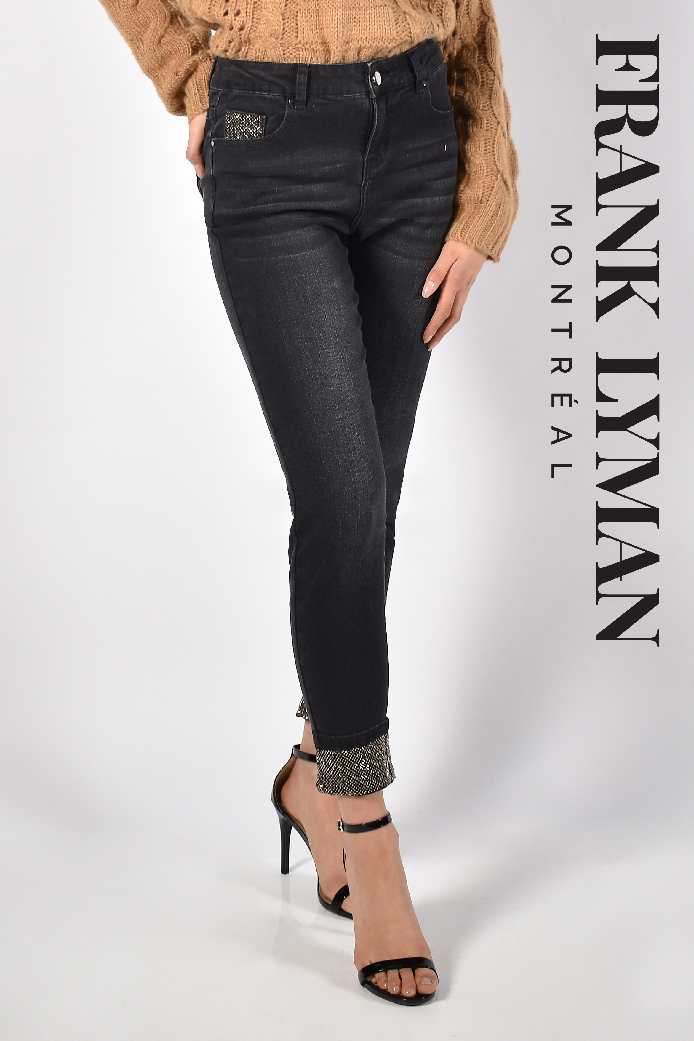 Jeans paillettes sur poche et ourlet Frank Lyman 213127U 