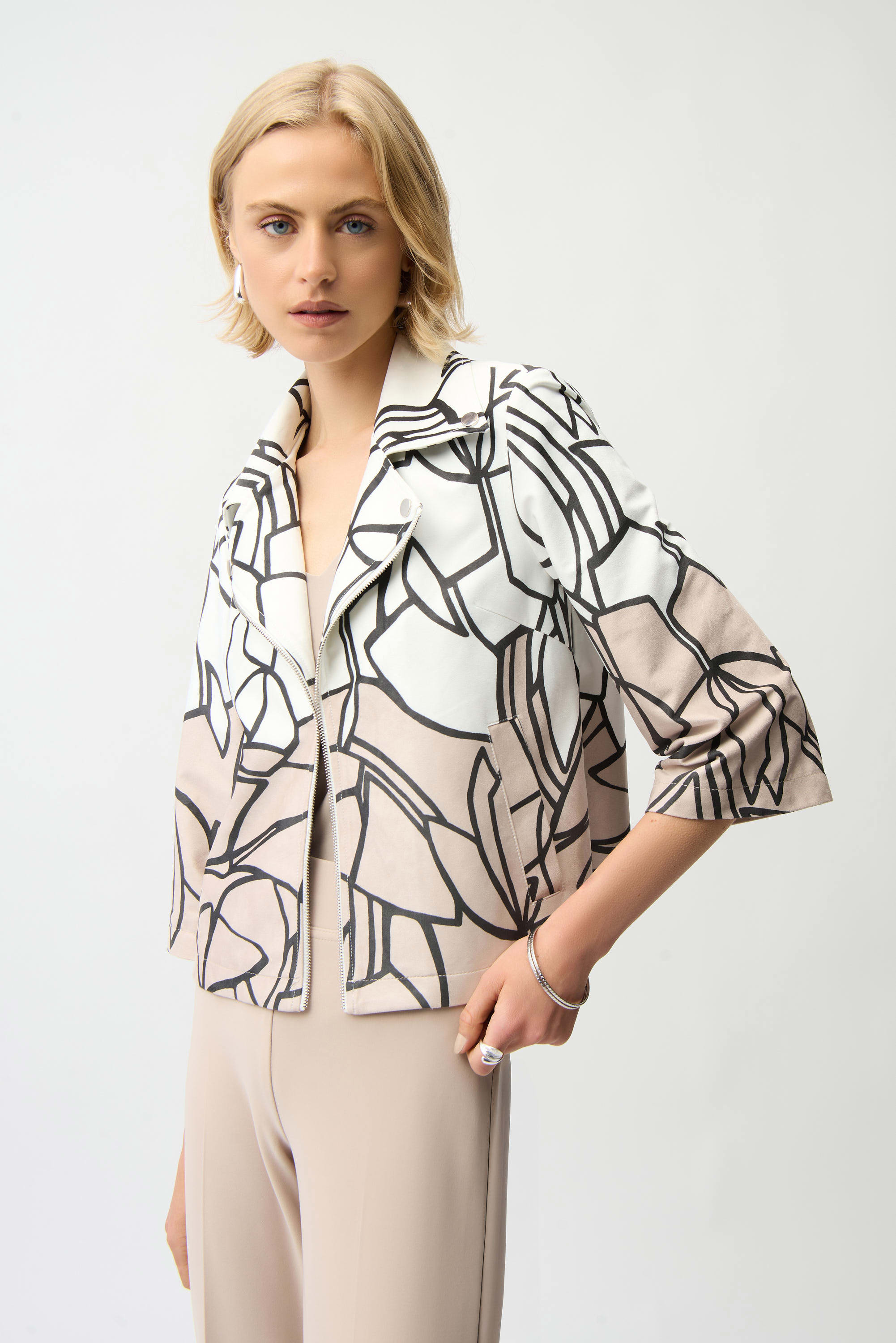 Blouson swing en faux suède à imprimé abstrait Joseph Ribkoff 