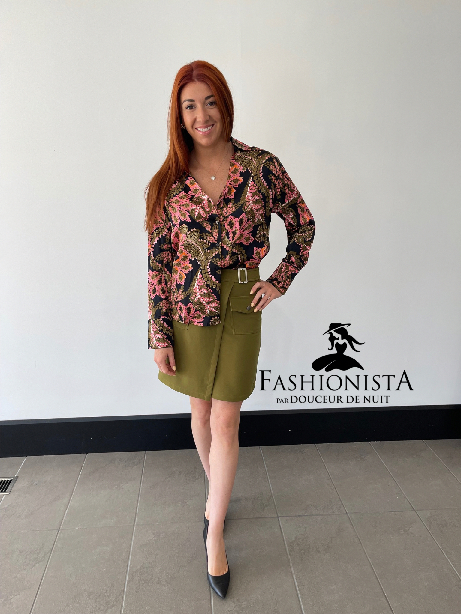 Blouse en satin Global Flower Esqualo F2414506 