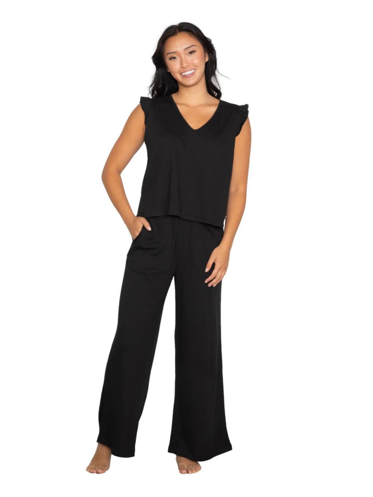 Ensemble haut à volants et pantalon LatteLove 