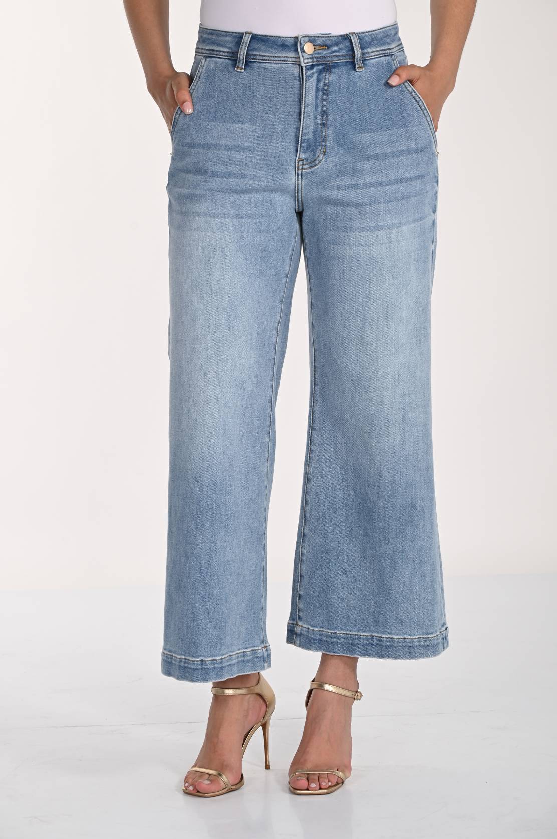 Jeans taille haute à coupe large Frank Lyman 