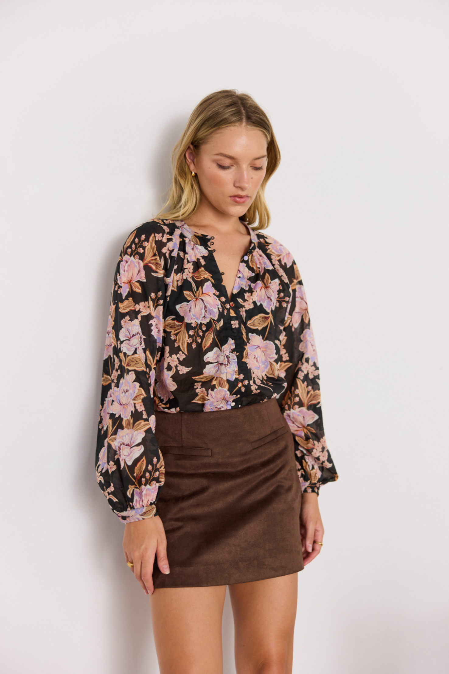 Mini jupe en suède Mink Pink